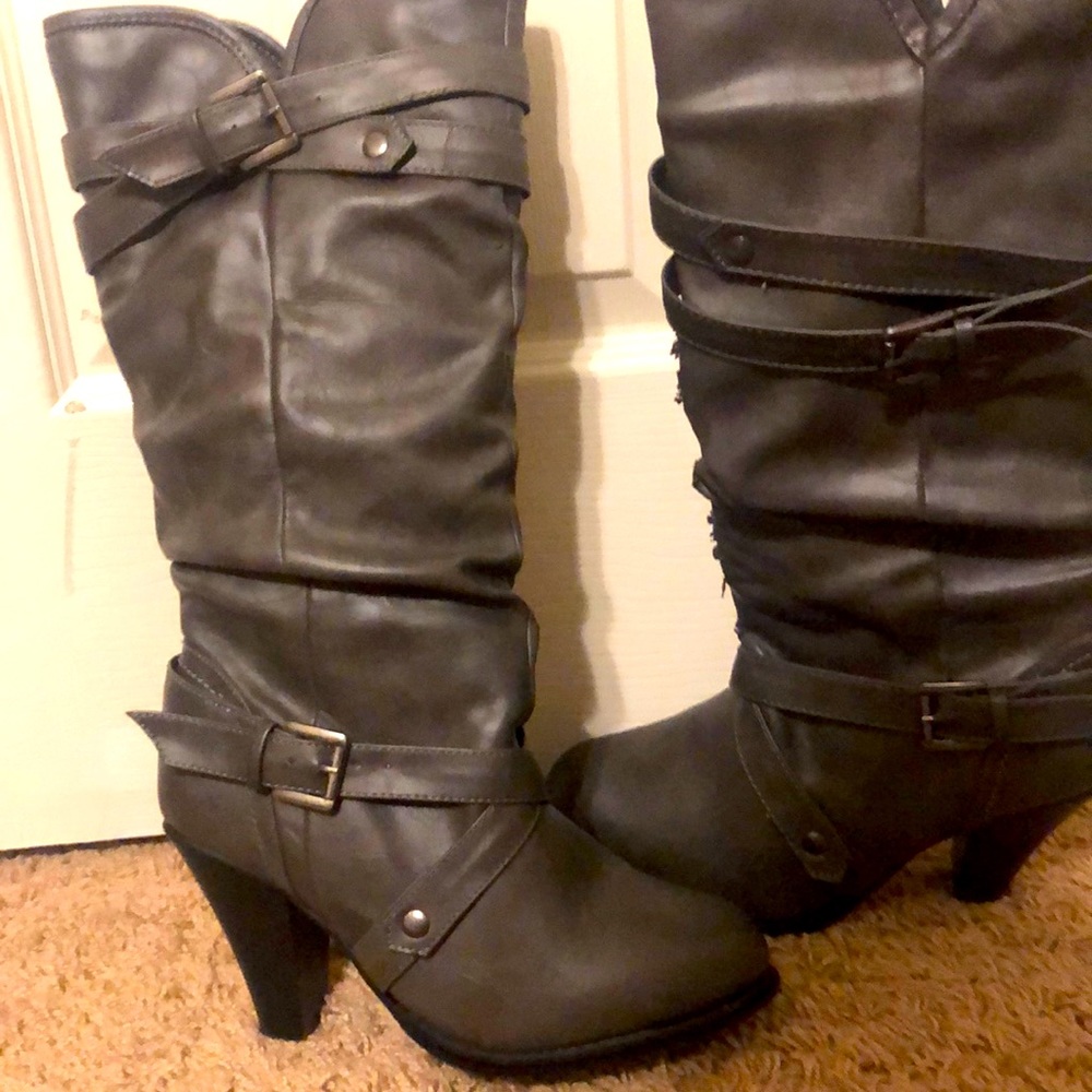 Grey Heeled Boots